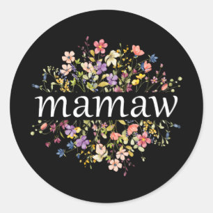 Sticker Rond Fête des mères pour maman Fleur sauvage Floral Fem