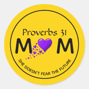 Sticker Rond Fête des mères PROV 31 MOM Coeur pourpre JAUNE