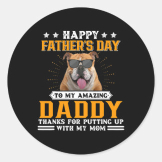 Sticker Rond Fête des pères Anglais Chien Chien Papa Cadeaux Po