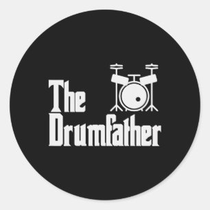 Sticker Rond Fête des Pères drôle Le père-tambour batteur music