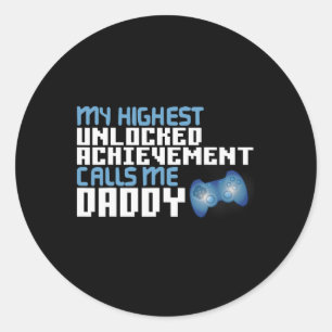 Sticker Rond Fête des pères Drôle Mens Pour Gamer Papa Jeu Vidé