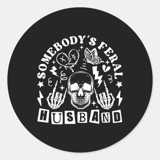 Sticker Rond Fête des pères du mari féral (Devant)