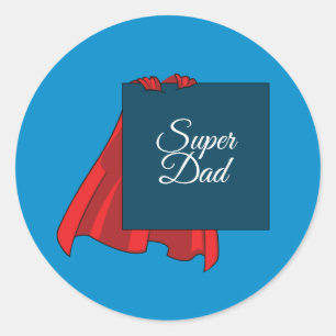 Sticker Rond Fête des pères Red et Blue Super Papa