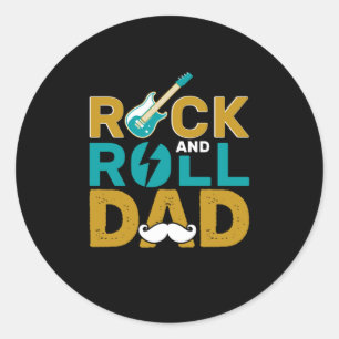 Sticker Rond Fête des pères Rock Et Roll Papa