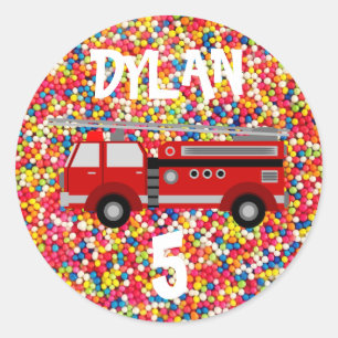 Sticker Rond Fête des sucreries de camion de pompiers
