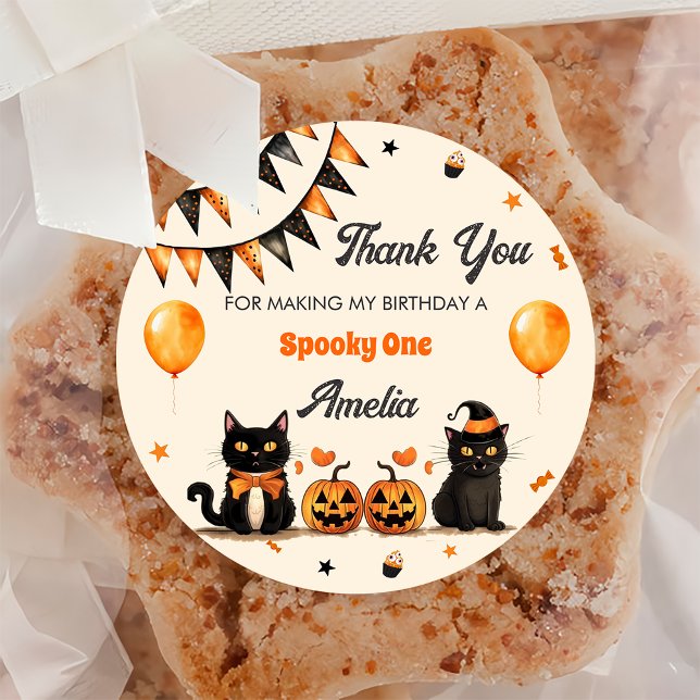 Sticker Rond Fête d'Halloween de chat noir (Créateur téléchargé)
