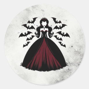 Sticker Rond Fête d'Halloween de la Reine Vampire