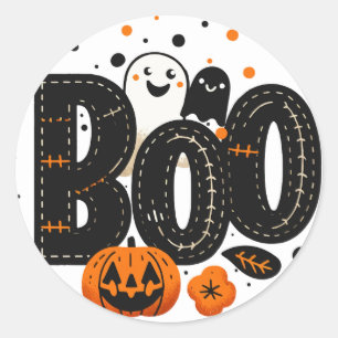 Sticker Rond Fête d'Halloween Stitch Frankenstein BOO