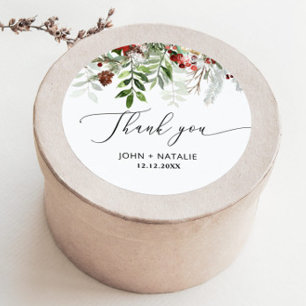 Sticker Rond Fête d'hiver Noël evergeen mariage