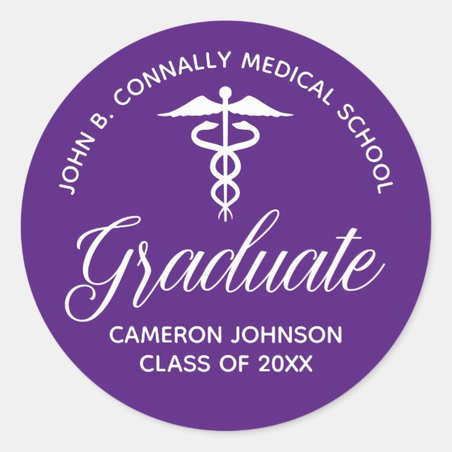Sticker Rond Fête d'obtention du diplôme de l'école Médicale po (Devant)