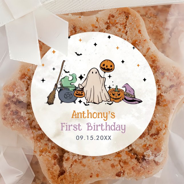 Sticker Rond Fête du 1er anniversaire d'Halloween (Créateur téléchargé)