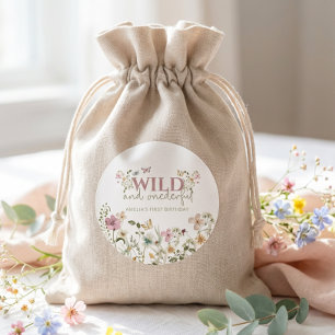 Sticker Rond Fête du 1er anniversaire Wild & Onederful Wildflow