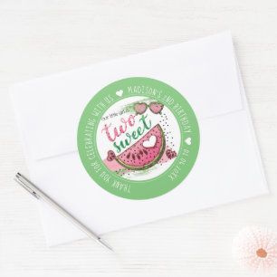 Sticker Rond Fête du 2e anniversaire de la pastèque personnalis