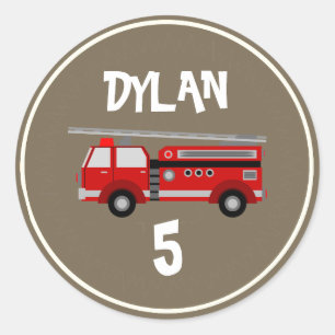 Sticker Rond Fête du camion d'incendie Anniversaire