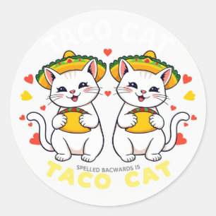 Sticker Rond Fête du Chat Taco Mignon Kawaii Cinco de Mayo Chib