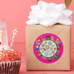 Sticker Rond Fête du costume de superhéros pour enfants