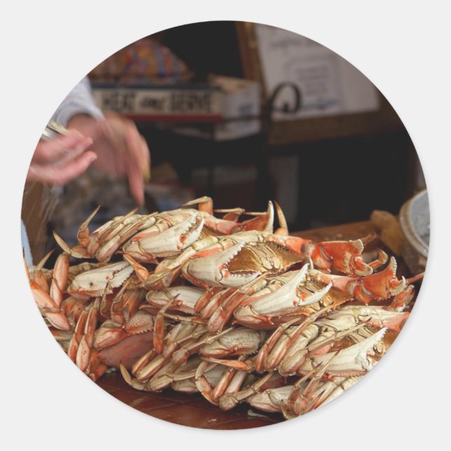 Sticker Rond Fête du crabe bleu (Devant)