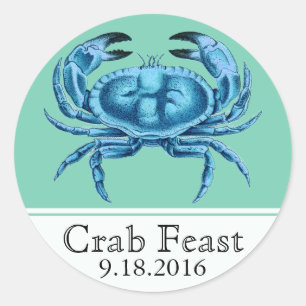 Sticker Rond Fête du crabe Fête des fruits de mer