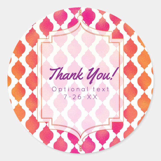 Sticker Rond Fête du glam marocain rose et orange Favoriser (Devant)