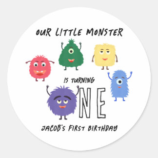 Sticker Rond Fête du premier anniversaire de monstre