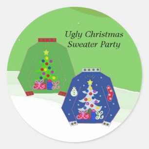 Sticker Rond Fête du Pull de Noël Moche