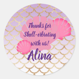 Sticker Rond Fête du shellerbrate Favor for under the sea Sirèn