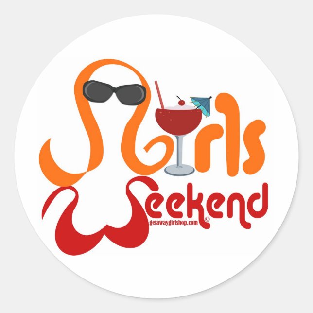 Sticker Rond Fête du week-end des filles (Devant)