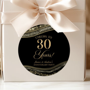 Sticker Rond Fête élégante d'anniversaire de 30 ans en agate no