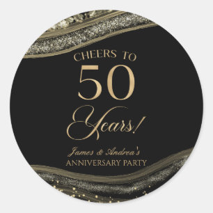 Sticker Rond Fête élégante d'anniversaire de 50 ans en agate no