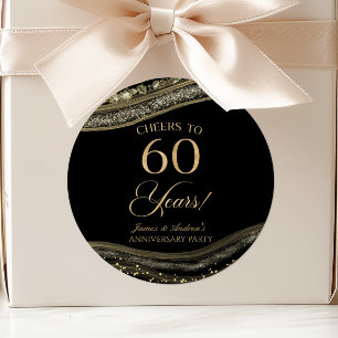 Sticker Rond Fête élégante d'anniversaire de 60 ans en agate no