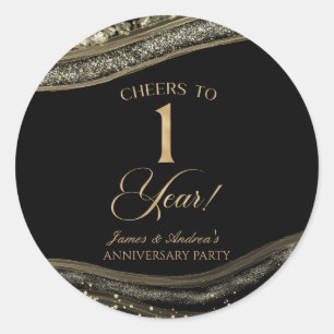 Sticker Rond Fête élégante de 1ère anniversaire de mariage en a