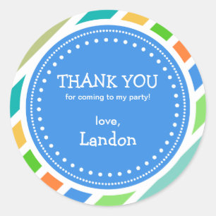 Sticker Rond Fête Heure Boys Anniversaire Merci Favoriser Stick