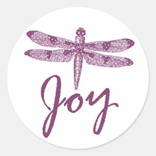 Sticker Rond Fête Joie Purple Dragonfly