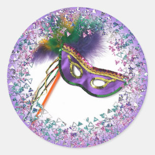 Sticker Rond Fête Mascarade Mascarade en plumes violettes