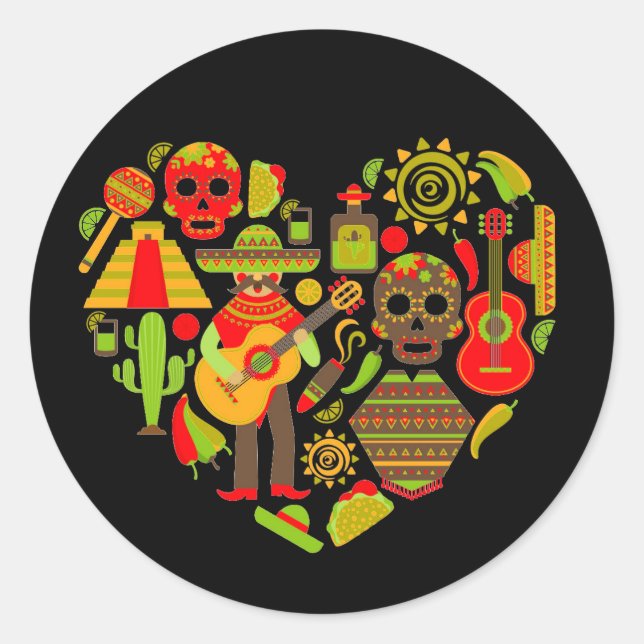 Sticker Rond Fête mexicaine des morts Mexique (Devant)