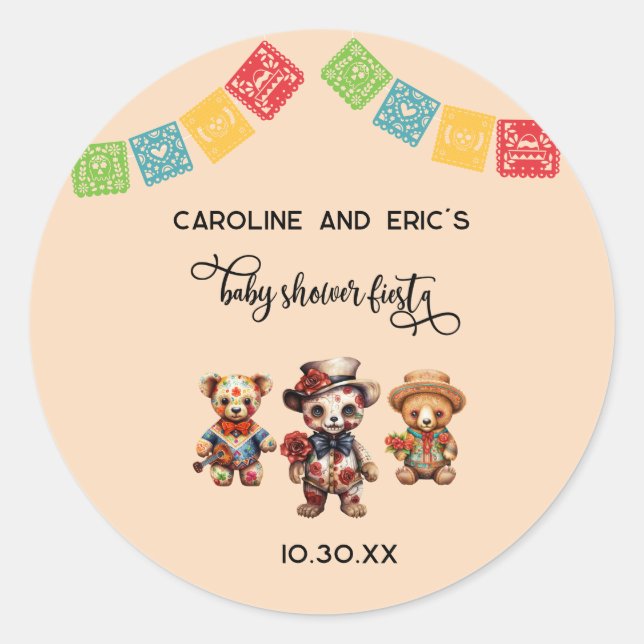 Sticker Rond Fête mexicaine du Baby shower mort Fiesta (Devant)