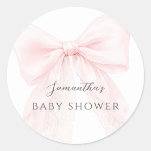 Sticker Rond Fête moderne de bébé fille avec un ruban rose