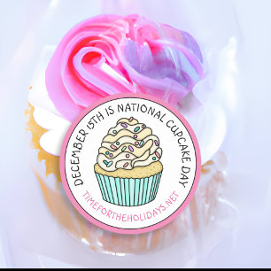 Sticker Rond Fête nationale de la Cupcake 15 décembre