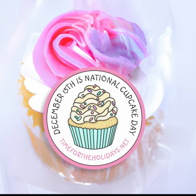 Sticker Rond Fête nationale de la Cupcake 15 décembre (Créateur téléchargé)