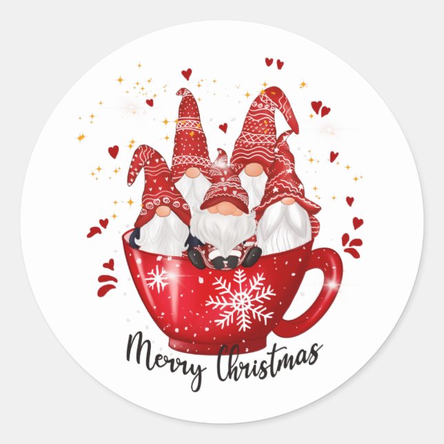 Sticker Rond fête Noël Gnome (Devant)