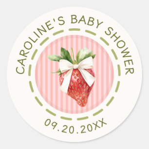 Sticker Rond Fête prénatale Bébé Fraise Sucrée aux Fruits Rouge