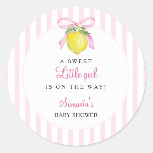 Sticker Rond Fête prénatale Coquette Lemon Pink Bébé Fille