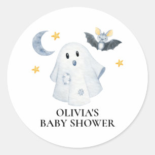 Sticker Rond Fête Prénatale de Bébé Fantôme d'Halloween Little