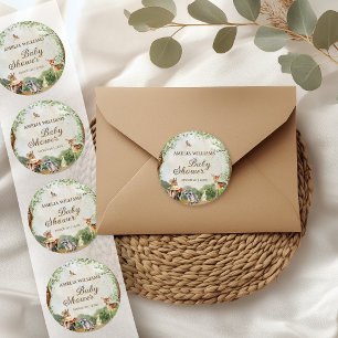 Sticker Rond Fête Prénatale de la Forêt Animaux de la Forêt Ver
