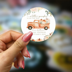 Sticker Rond Fête Prénatale Moderne Minimaliste Citrouille Auto