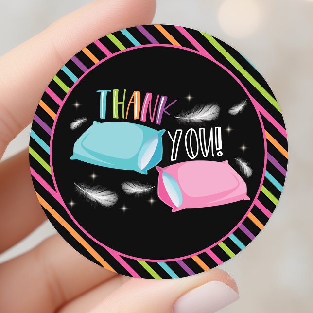 Sticker Rond Fête Pyjama Néon Arc-en-Ciel Merci (Créateur téléchargé)
