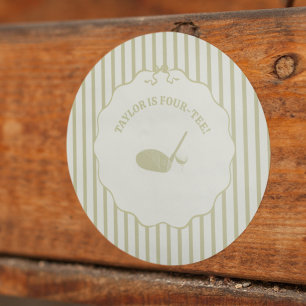 Sticker Rond Fête sur le thème de golf avec des rayures vert sa