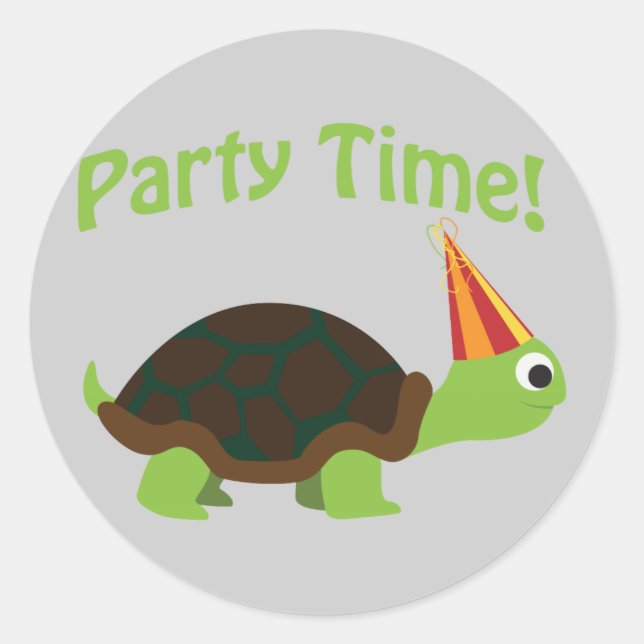 Sticker Rond Fête ! Tortue (Devant)
