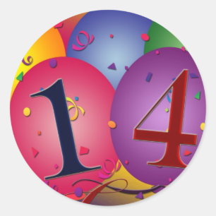 Sticker Rond Fêter le 14e anniversaire
