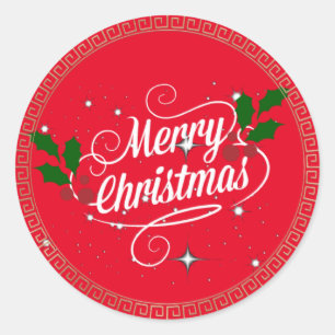 Sticker Rond Fêter Noël, couleurs de fête,